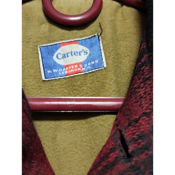 Vintage Carter's Red & Black Wool Hunting Coat Measures Approx. 21" x 31" - Picture 5 of 8